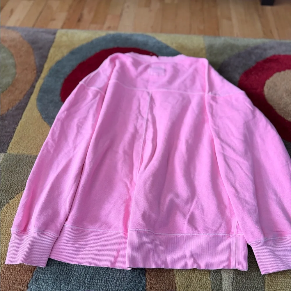 Aerie Down To Earth Crewneck Sweatshirt Oversized Neon Pink Size Small